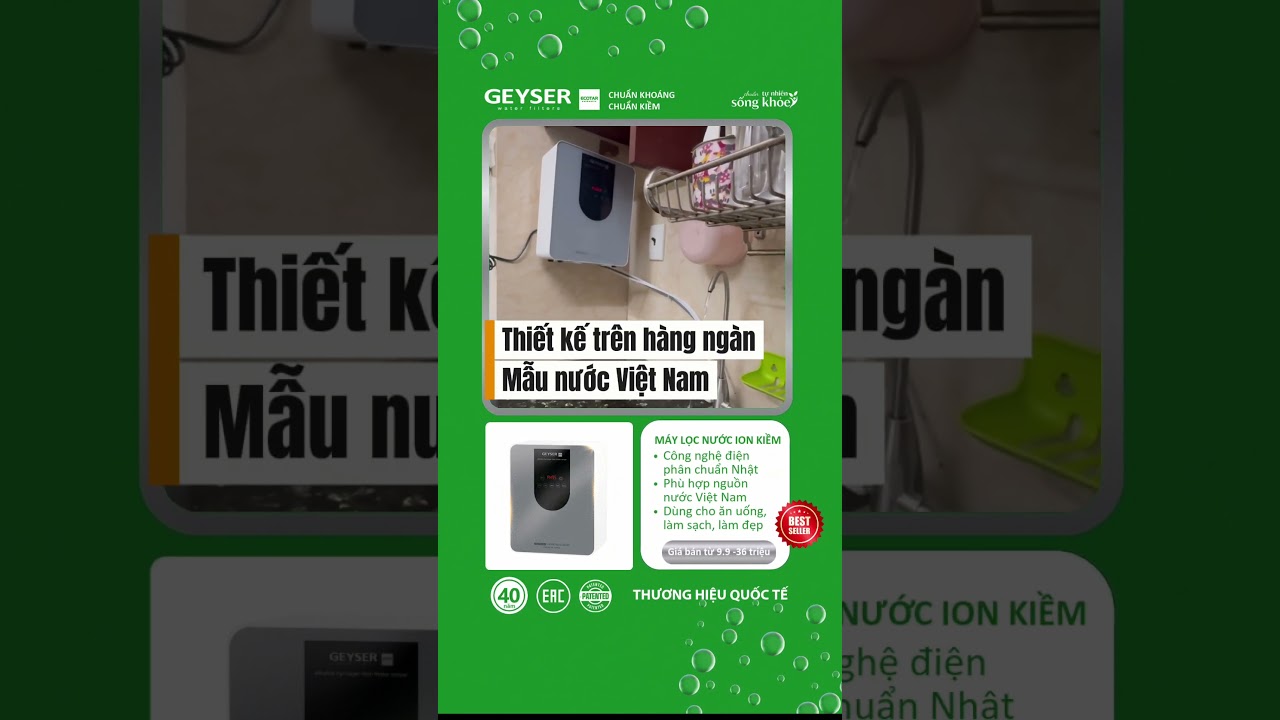 Máy lọc nước ion kiềm Geyser Ecotar 9 PRO điện cực Made in Japan – “Chuẩn Nhật – Giá Việt”