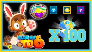BTD6 - Unboxing 100 Diamond Crates - 7000/70 points - (Multiple Tier-5 Insta-Monkeys)