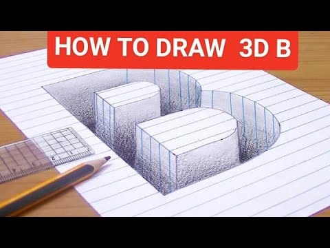 Verry Easy!! How to Drawing 3D Floating Letter "B" trick art with pencil