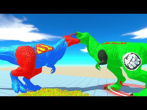 SUPERMAN T-REX vs ALL VENOM UNITS and HULK T-REX DEATH RUN - Animal Revolt Battle Simulator