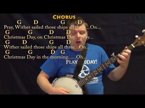 I Saw Three Ships (CHRISTMAS) Banjo Cover Lesson in G with Chords/Lyrics