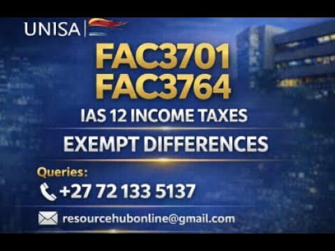 FAC3701 FAC3764 IAS12 INCOME TAXES  EXEMPT DIFFERENCES