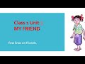 My Friend Unit 3 From Class 1 JCERT English Textbook Sunrise
