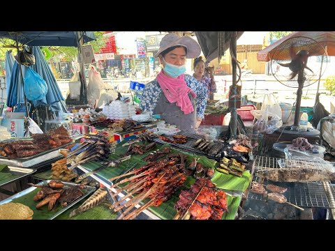 Best Cambodian Street Food @Boeng Trabek - Grill Fish, Pork, Chicken & More Selling On The Street