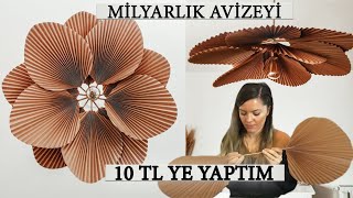 MİLYARLIK AVİZEYİ 10 TL' ye YAPTIM | DIY ODA DEKORU | KAĞITTAN YELPAZE AVİZE  | Tuğçe Sarıcaoğlu
