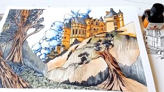 I Had No Idea Dip Pens Could Do THIS! (Until I met Franklin Booth)| Ink and Wash Chateau Chenonceau
