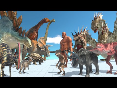 Herbivore Dinosaurs team VS Fantasy team - ARBS (Animal Revolt Battle Simulator)