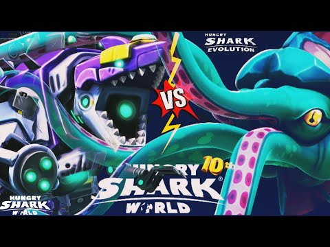 MECHA SHARKJIRA vs KRAKEN !!! - Hungry Shark World 10th
