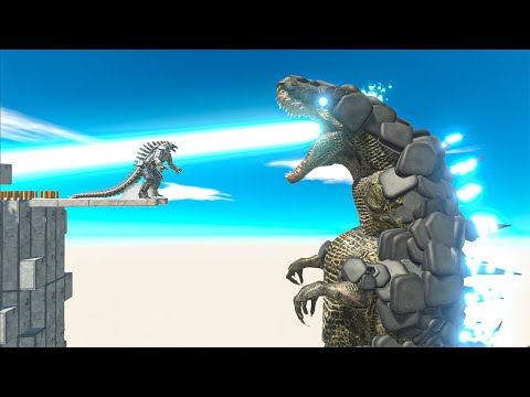 T-rex Godzilla Vs. Big & Little Size Units  - Animal Revolt Battle Simulator
