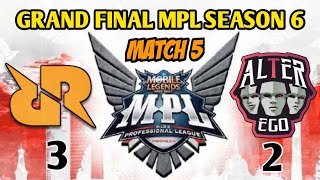Download lagu GRAND FINAL MPL SEASON 6 MATCH 5 RRQ VS ALTER EGO!! VYN & ALBERT PENYELAMAT RRQ!!! CONGRATS RRQ! mp3