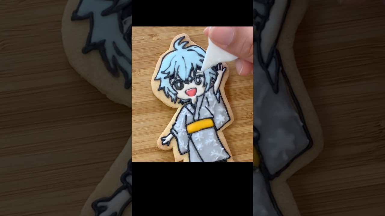 【ウォーターチャレンジ】浴衣姿のミスター銀さんを作ったよ#shorts #アイシングクッキー #すまない先生#ミスター銀さん#mr銀#アイシングクッキー