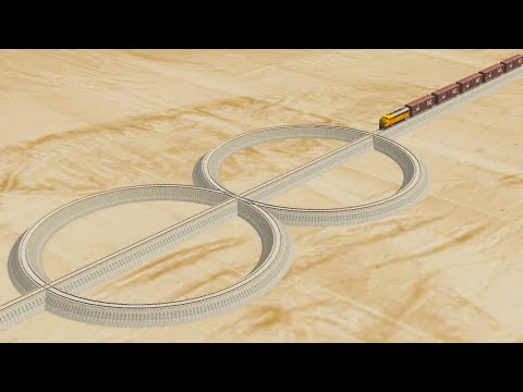 Trains Crossing Impossible Double Circular Rail Tracks - BeamNG.Drive
