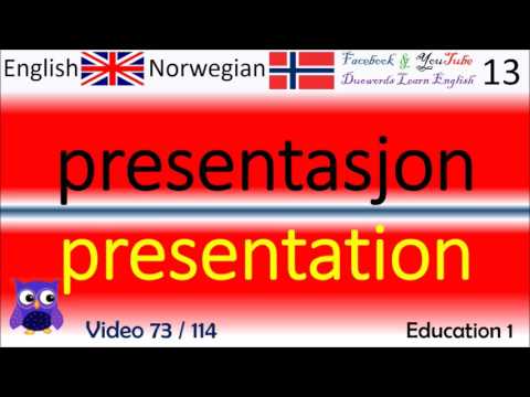73 Education 1 / Utdannelse Norsk - Engelske Ord / Norwegian - English Words / Engelsk Ord