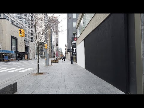 Downtown Toronto Pandemic Walk - Boarded Up Shops Appearing Two Weeks Into The State Of Emergency-4K