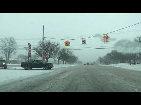 Snowy Drive to Southfield, Michigan from Bloomfield Hills, Michigan