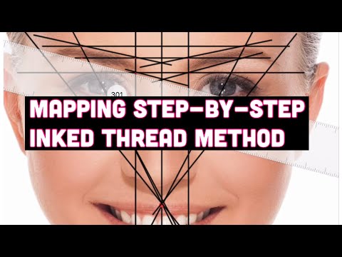 This is step-by-step example of the inked thread method for mapping eyebrows | Mapping Eyebrows