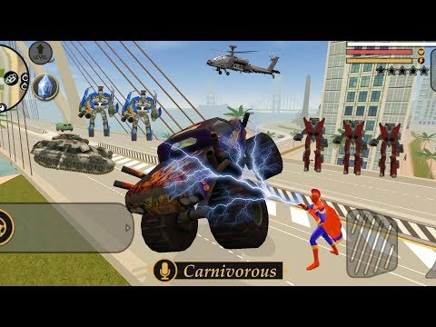 Vegas Crime Simulator (Monster Truck Fight RED Robot CAR) Monster Truck Jumped on Road - Gameplay HD