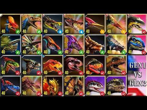 ALL GEN 1 Vs GEN 2 LEVEL 40 GEN 1 VS GEN 2 | JURASSIC WORLD THE GAME