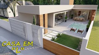183 | TOUR por uma casa em formato de L'' | COM PISCINA E ÁREA DE LAZER |