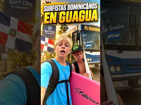 Surfistas dominicanos se montan en una guagua en El Salvador y muestran su experiencia