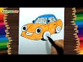 How to draw cute easy simple car for beginner | drawing coloring tutorial