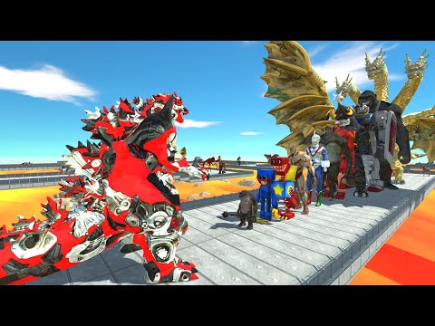 Super Godzilla Kiryu vs Megalon LAVA DEATH RUN - Animal Revolt Battle Simulator