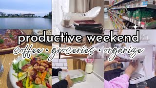 a weekend in my life | poetry books, coffee date, grocery day, asmr refill & kitchen organizing tips