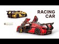 Eco-Wood-Art Construction kit Racing car Yellow