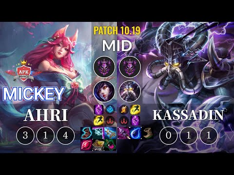 APK Mickey Ahri vs Kassadin Mid - KR Patch 10.19