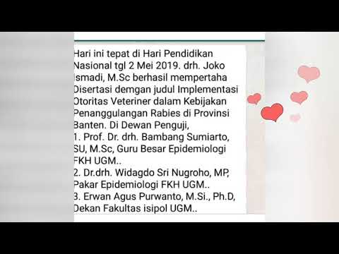 SELAMAT & SUKSES Drh. JOKO ISMADI, M.Sc., MEMPERTAHANKAN DISERTASI UNTUK MERAIH GELAR DOKTOR