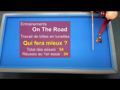 Billard français - Billiard E-Learning - Entrainement On The Road - Travail de billes en lunette