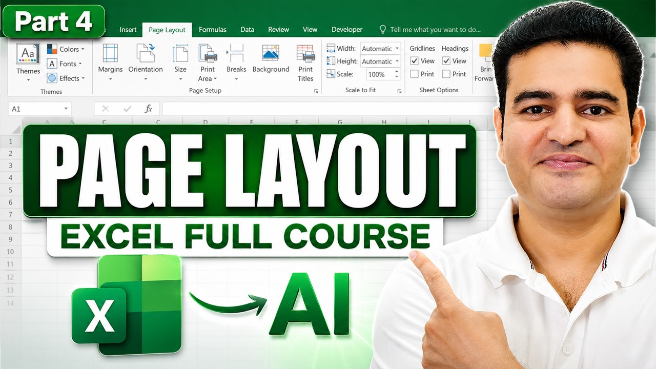 MS Excel Page Layout Tab in Hindi | MS Excel Course with AI 2026 | #msexcelcourse #pagelayout