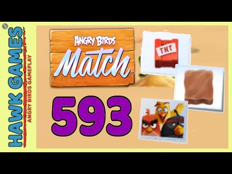 Angry Birds Match ⭐ Level 593 Hard - Walkthrough, No Boosters
