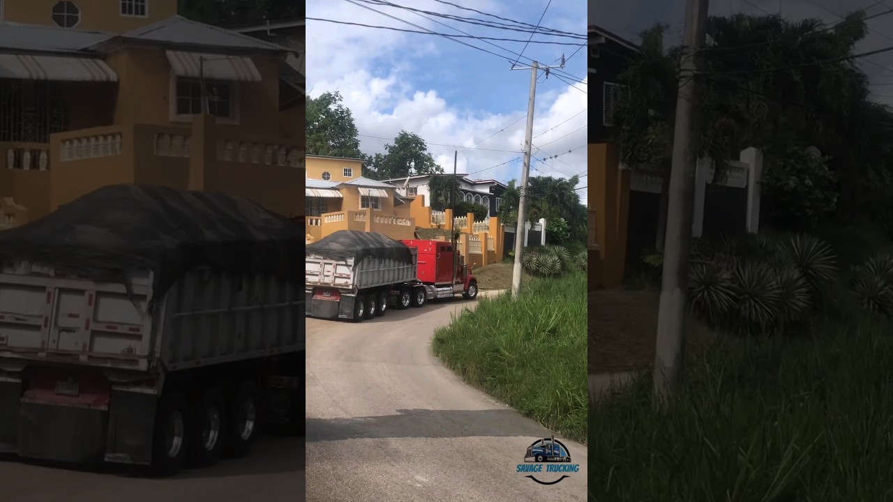 skilled Jamaican trucker/international 9900i cat powered/deep corners 🇯🇲💯💪#viral #shorts