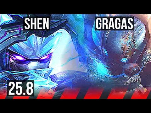 SHEN vs GRAGAS (TOP) | 10/3/8, 500+ games, Dominating | EUW Master | 25.8