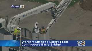 Workers lifted to safety from Commodore Barry Bridge