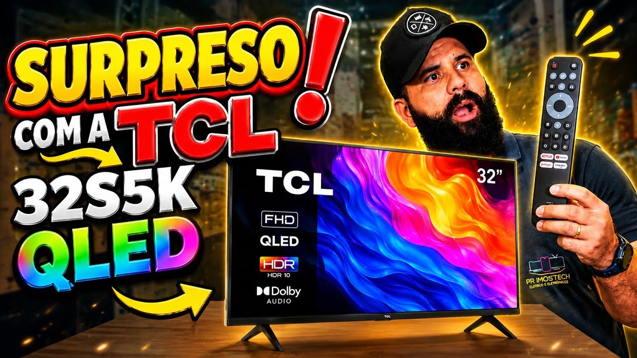 Miniatura da avaliação em vídeo de Smart TV TCL 32 Polegadas FHD QLED 32S5K Google TV