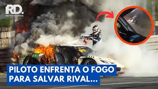 Piloto Abandona Corrida e Entra no Fogo Para Salvar Rival Preso | Rastro da Notícia
