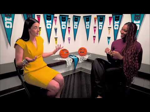 Caitlin Clark points out to Aliyah Boston that they could  be teammates