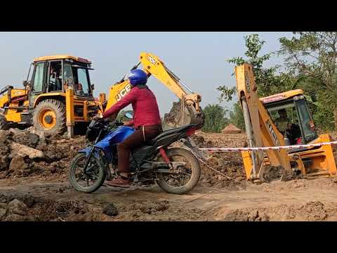 Two  3DX JCB Breaking old Bride -JCB working for New Bridge construction
