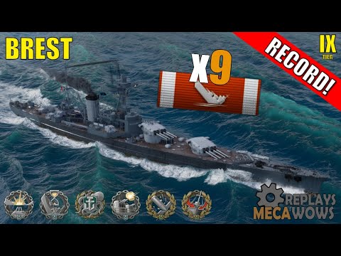 RECORD! Brest 9 Kills & 219k Damage | World of Warships Gameplay
