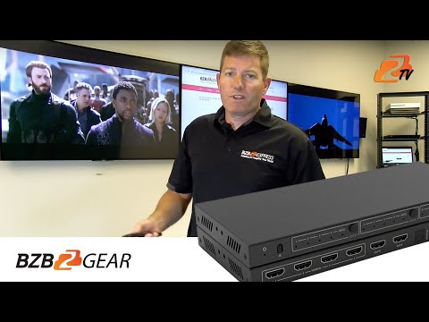 BZBGear 4 x 2 HDMI 4K60 18 Gbps Matrix Switcher with Audio Extraction and Downscaling Support