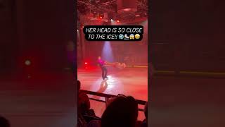 Her head is so close to the ice!🤩😱❄️⛸️ #cruise #iceskating #dangerous