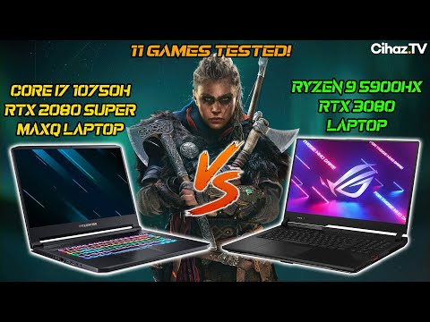 RTX 2080 Super MaxQ Laptop vs RTX 3080 Laptop FPS Comparison in 11 Games (i7 10750H vs R9 5900HX)