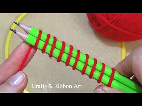 Super Easy Woolen Flower Craft Ideas with Pencil -Amazing Hand Embroidery Flower Design -Sewing Hack
