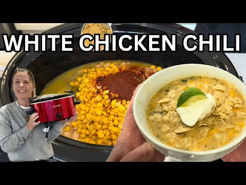 BEST Slow Cooker Crockpot WHITE CHICKEN CHILI