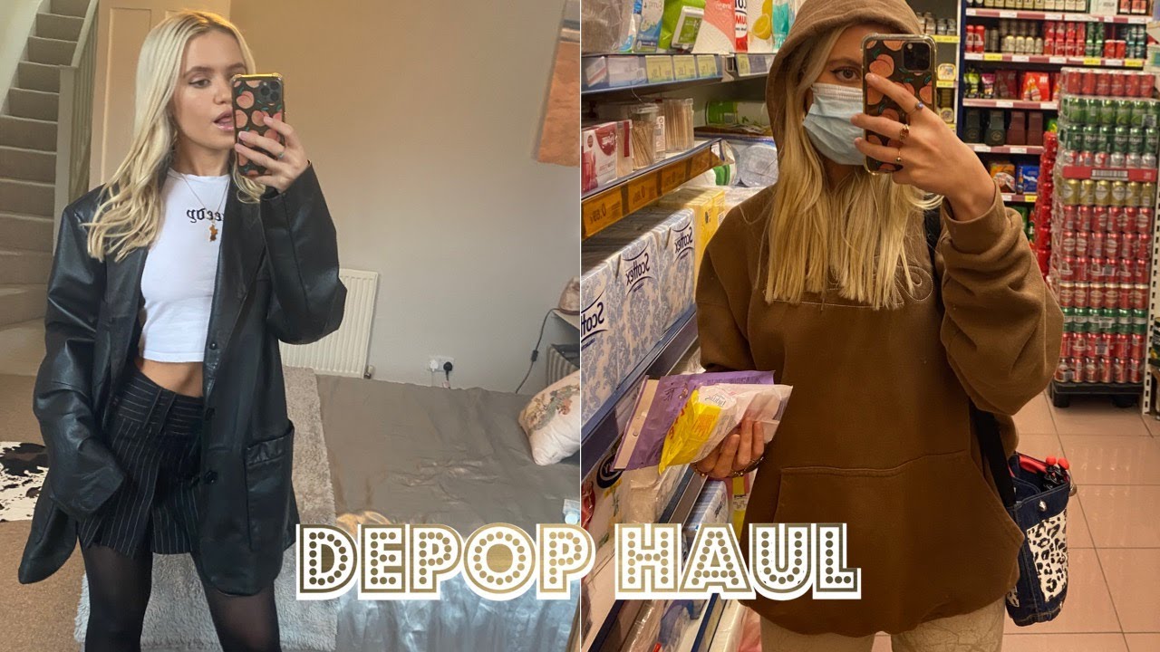 Depop Try On Haul | Miss Sixty, Mini Skirts, Airforce, Hoodies, Leather Jackets, Moschino Jeans