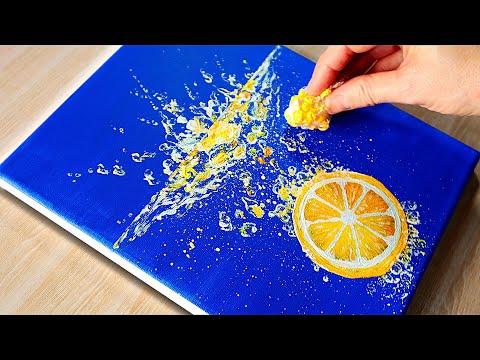 Fun Bubble Lemon Acrylic Painting in only 1 Hour! Quick and Easy for Beginners