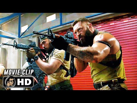 Mercenary Shootout Scene | MEG 2 THE TRENCH (2023) Action, Movie CLIP HD