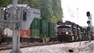preview picture of video 'Norfolk Southern 348 NB With CN & CP Units! Powder Springs,Ga 04-26-2014©'